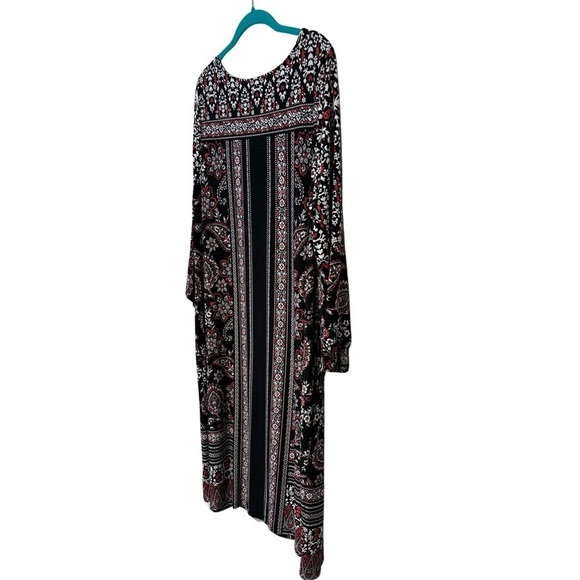 Catherines 3/4 Wide Sleeve Black w Geometric Patterns Red & White Sz 1X 18/20W - Picture 8 of 10